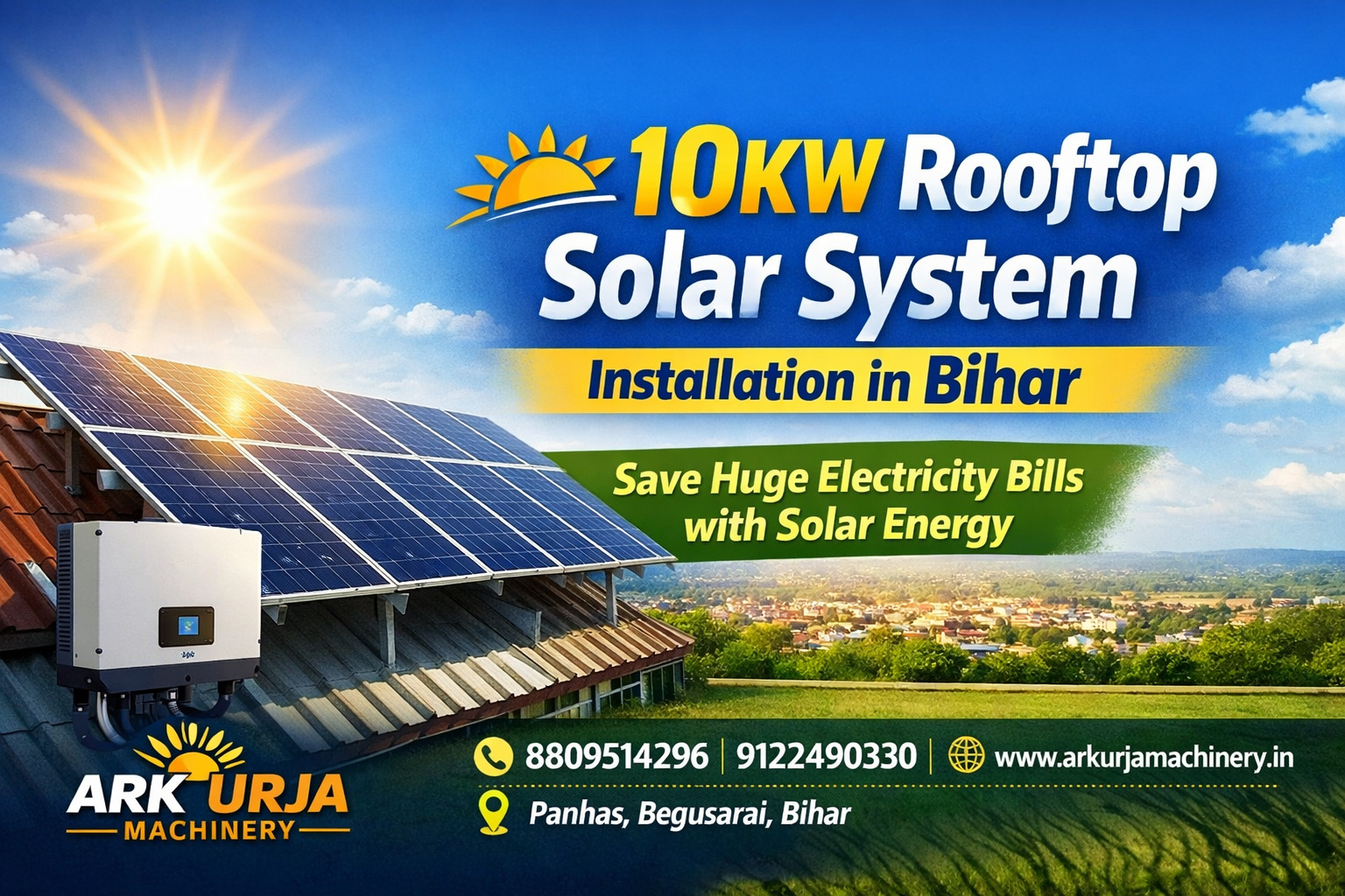 10KW Ongrid Solar System with Installation in Bihar | Complete Rooftop Solar Setup