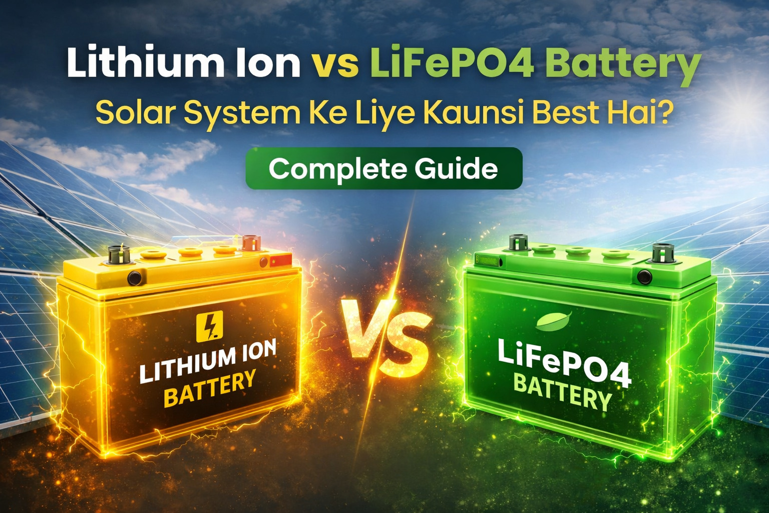 Lithium Ion vs LiFePO4 Battery Kya Hota Hai? Solar System Ke Liye Kaun Si Best Hai (Complete Guide)