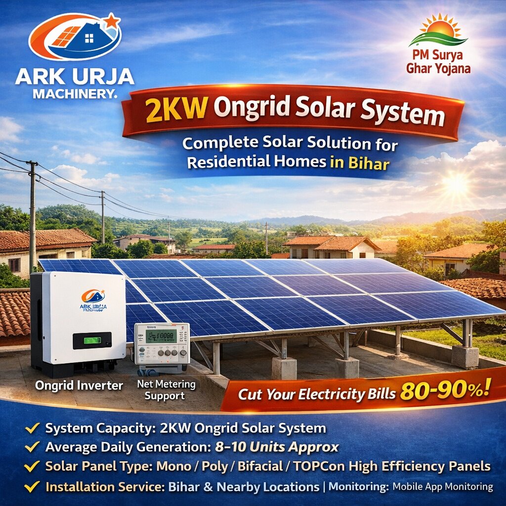 2KW Ongrid Solar System with Installation in Bihar | Complete Setup